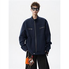 26春装高品质老钱风立领夹克外套男女美式潮牌拉链工装风宽松上衣，男装夹克，电商A486