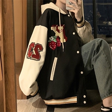 2025春季新款重工刺绣草莓棒球服女学院风时尚休闲外套女C755-110，女装短外套，星座911-2(原星座613-2）