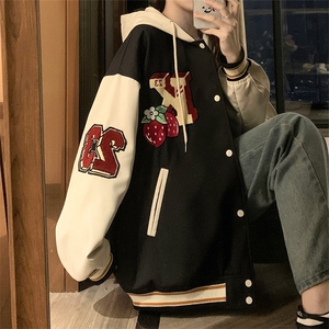 2025春季新款重工刺绣草莓棒球服女学院风时尚休闲外套女C755-110图片