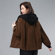 时尚拼接连帽抽绳加绒外套保暖显瘦女装棉服，女装棉衣/棉服，叶笙衣