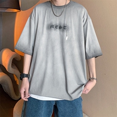 新款短袖港风模特潮牌纯手感落肩宽松胖子T恤TC3127-P33控48，男装T恤，星座717