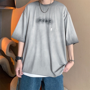 新款短袖港风模特潮牌纯手感落肩宽松胖子T恤TC3127-P33控48图片