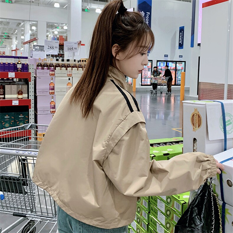【现货】2026秋装织带立领卡其短外套2C056-3607-P125控178,女装短外套,2C056