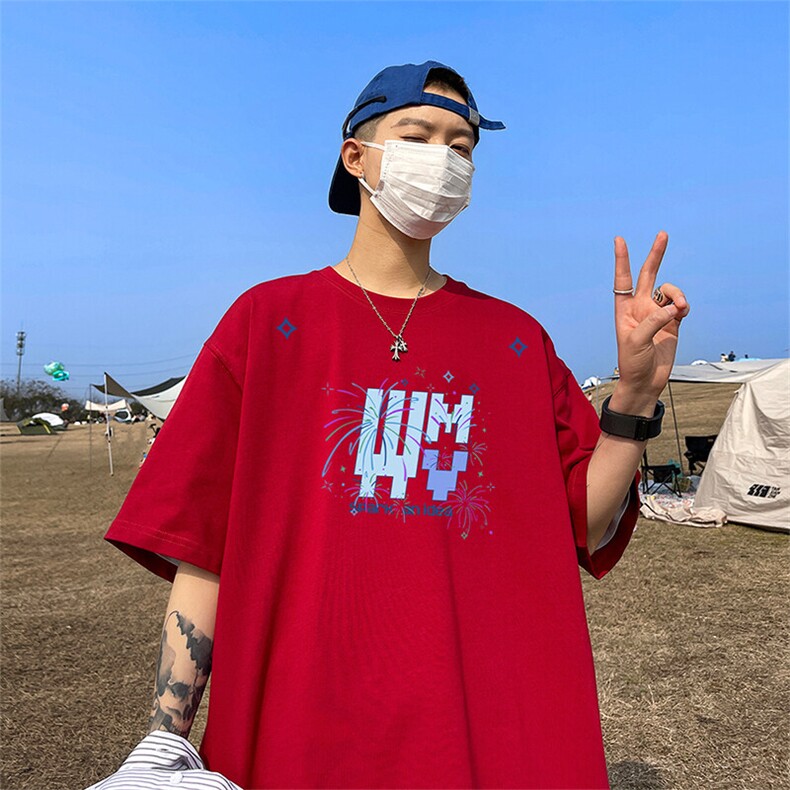 可设48小时发货支持抖音得物来样二开230克重磅美式短袖t恤MT355,男装T恤,电商A486