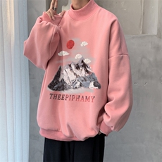 加绒加厚高领卫衣油画印花落肩袖情侣款打底衫男XZ514-2-G83-P48，男装T恤，星座514-2(原B239)