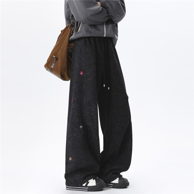 65棉高货退货率15%春季花纹刺绣弯卫裤男春常规P50控8898，男装休闲裤，电商D205