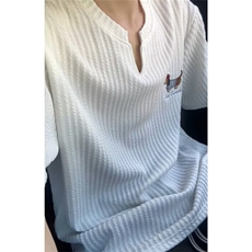 夏季新款腊肠小狗刺绣短袖纯色简约圆领休闲上衣半截袖TD26，男装T恤，星座1116A（原606A-3）