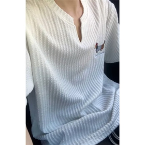 夏季新款腊肠小狗刺绣短袖纯色简约圆领休闲上衣半截袖 TD26图片