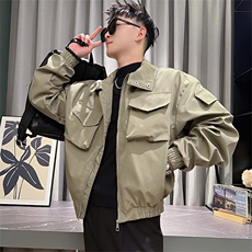 AF191/P98控138秋季社会小伙高级百搭机能口袋工装飞行夹克男黑首，男装夹克，星座305B-1