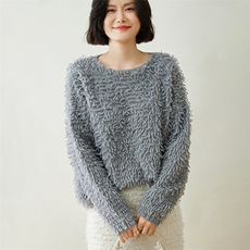 时尚百搭宽松圆领35%羊绒衫柔软舒适保暖女装毛衣，女装羊绒衫，迎冬羊绒