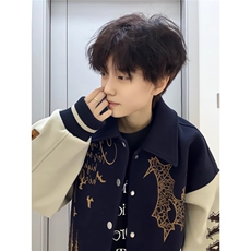 棒球服外套女2025春秋新款设计感小众休闲宽松夹克潮JK8010，男装夹克，星座516A