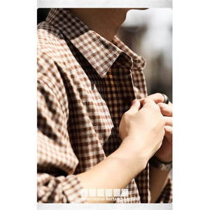 复古小格子衬衫男女春季口袋高级感长袖衬衣外套情侣休闲图片