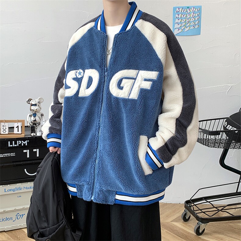 冬款加绒加厚颗粒绒棉衣羊羔绒棒球服外套男女8108-P120控价158,男装棉衣,电商A441-1