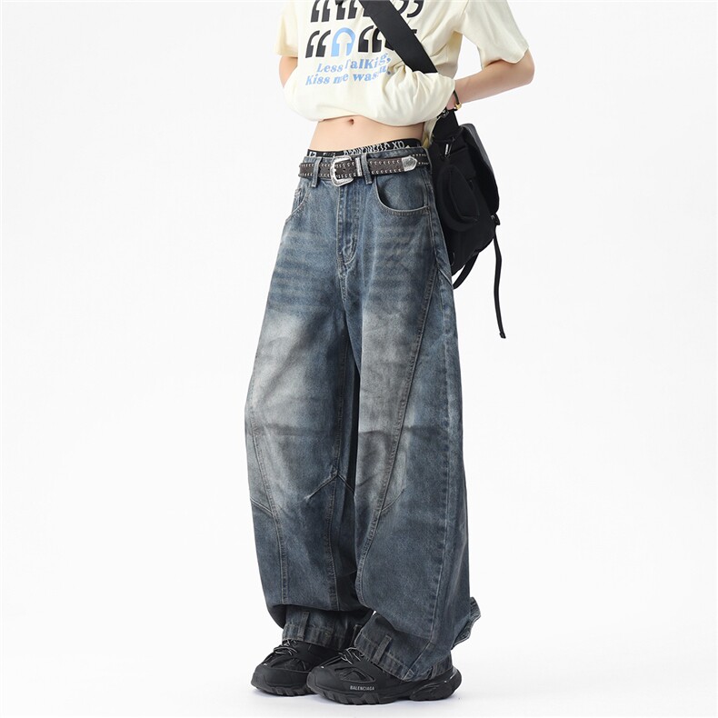 6021-风格倒穿高质量拼接宽松牛仔裤(P78X108)1,男装牛仔裤,电商C315