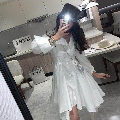 7964不对称领衬衫裙，女装衬衫，XTZ style