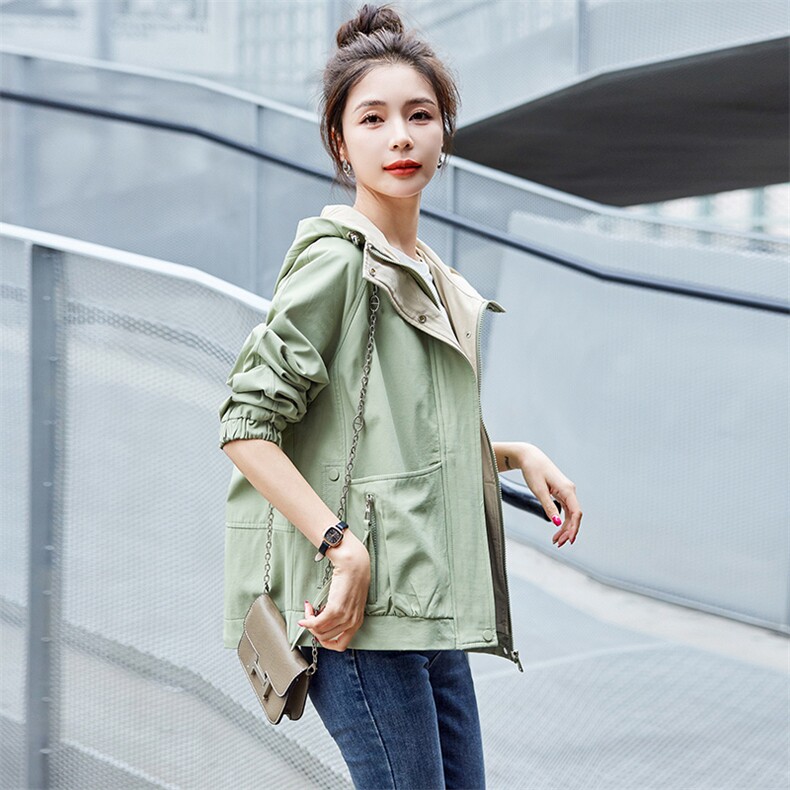 春季外套女2025年新款时尚休闲百搭气质宽松夹克春秋减龄短款风衣，女装风衣，艾瑞儿