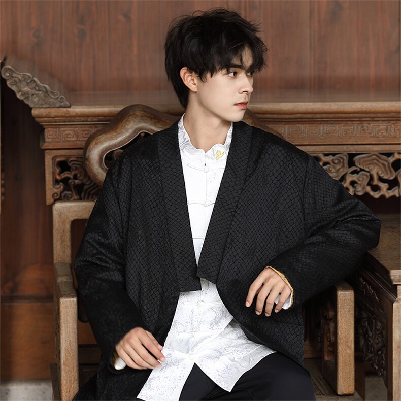 秋冬新品（将军）风蟒纹提花男女情款汉服道袍新中式开衫KS06图片