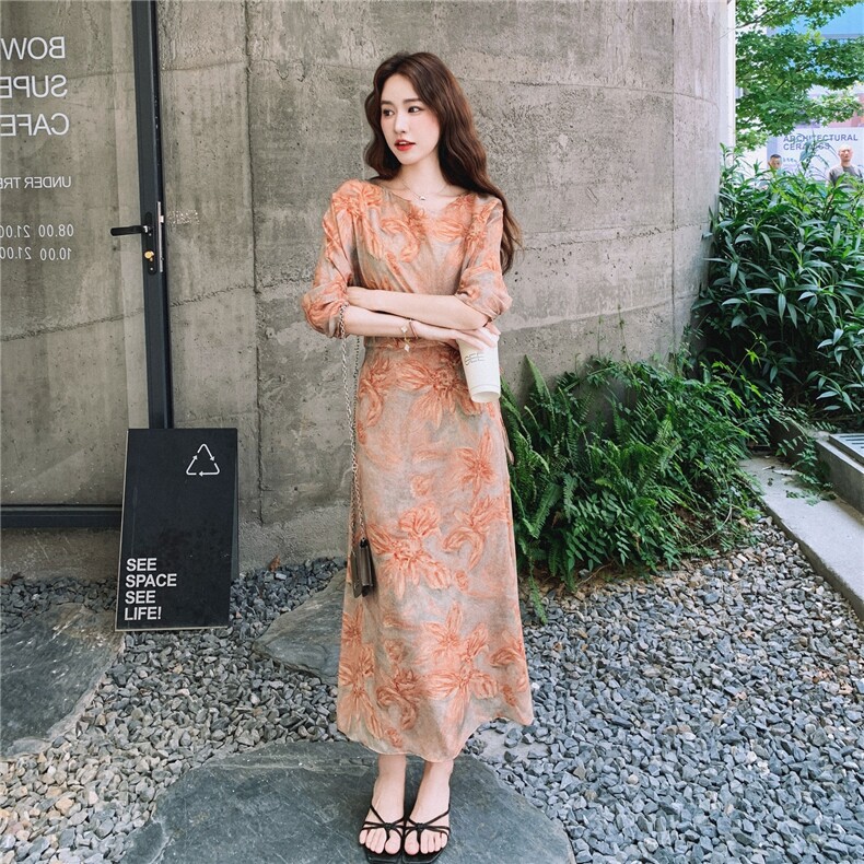 法式复古时尚印花套装裙女2025夏季新款气质高腰半身裙显瘦两件套,女装连衣裙,2C212