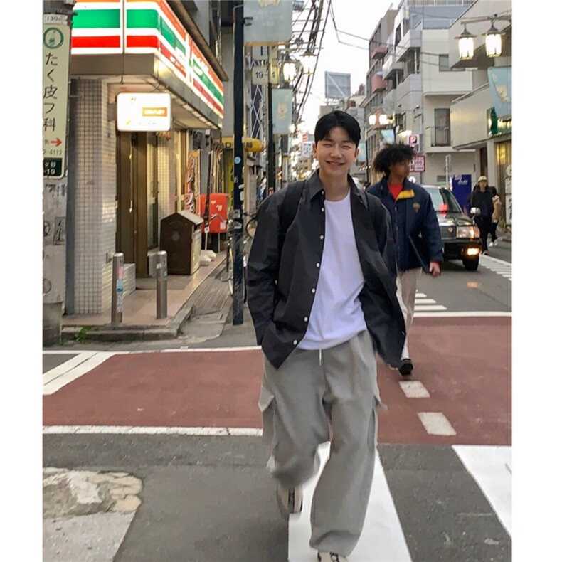 春季新款帅气衬衫男长袖韩版潮流宽松休闲衬衣高级感824P45,男装衬衫,星座710