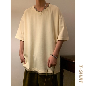 新款短袖男港风暖光夏季T恤休闲百搭假两件T恤男上衣TC3138-P30图片
