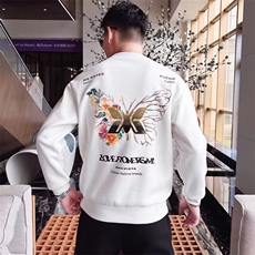 潮蝴蝶精美艺术创意秋冬款卫衣男女圆领宽松情侣高品质上衣，男装卫衣，星座506A