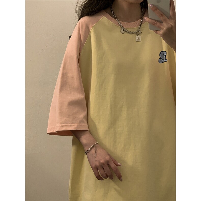 1中性风插肩袖S立体贴标T恤女大码SM-5XL短袖T恤男DT8777P28控49,男装T恤,星座226-2