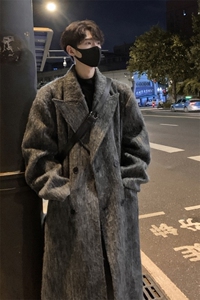 现货 毛呢大衣男中长款秋冬韩系高级感痞帅炸街风衣外套F639-P138图片