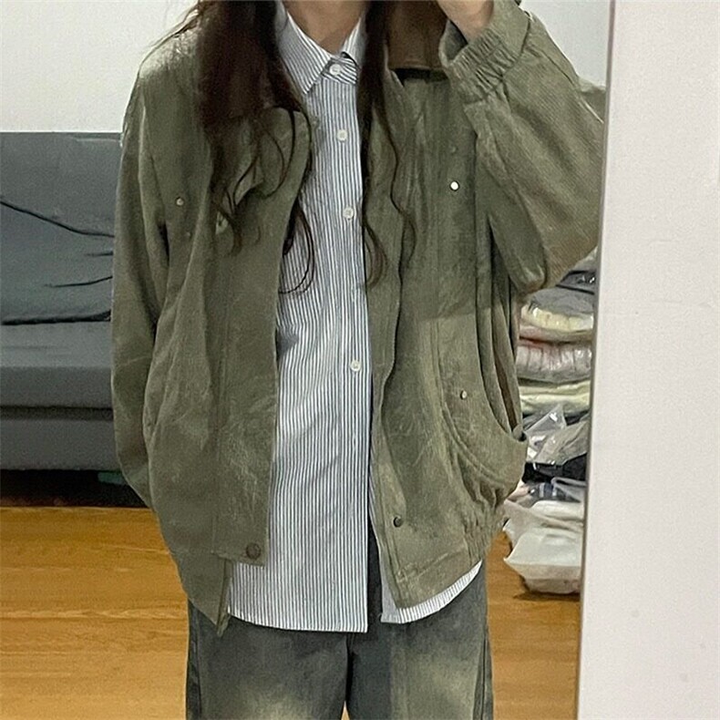 灯芯绒复古潮牌pu皮翻领夹克男女美式街头古着感情侣外套J686,男装夹克,星座1116A（原606A-3）
