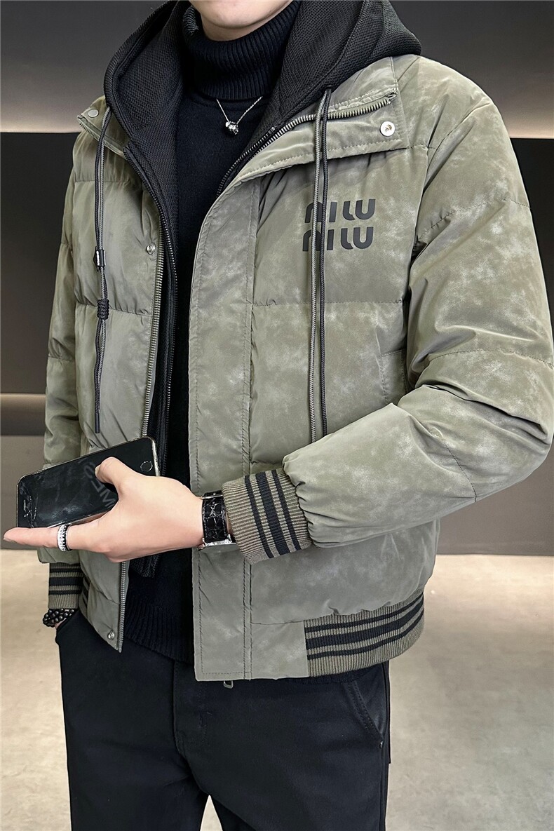 假两件连帽羽绒服男款冬季2025新款修身外套C317-Y5515-P215,男装羽绒服,电商C317
