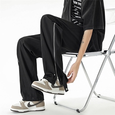 日系冰丝拉链工装裤男抽绳潮流裤男拖地直筒长裤SK77042P55控79，男装工装外套，星座226-1