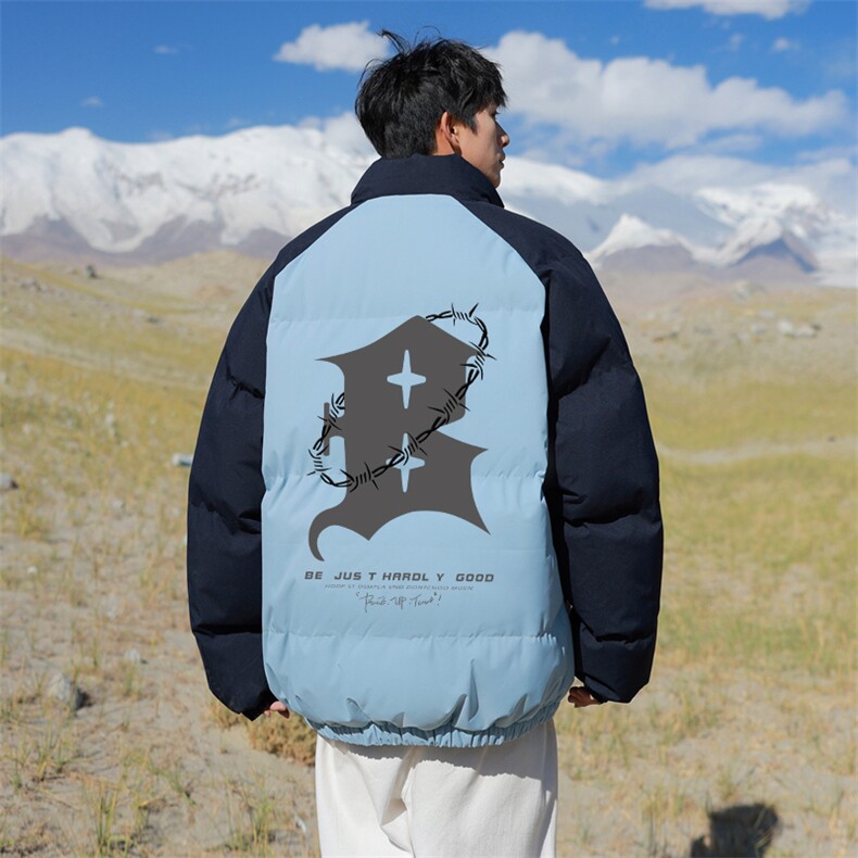 现货抖音得物可供视频三防加厚羽绒拼接棉衣外套面包棉服86620,男装棉衣,电商A486