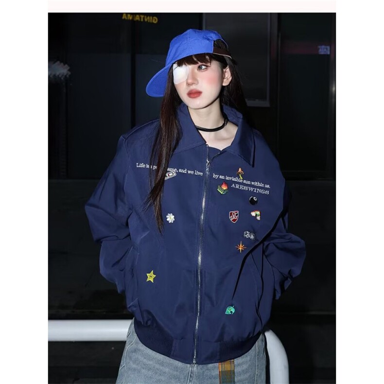 牛仔外套男女款时尚潮牌美式休闲宽松情侣衣服刺绣设计感新款夹克图片