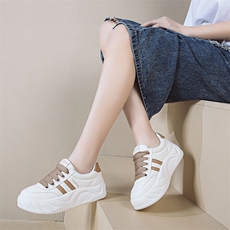 小白鞋女春款2024新款休闲面包女鞋真皮厚底板鞋运动鞋女单鞋，女鞋休闲鞋，电商A223