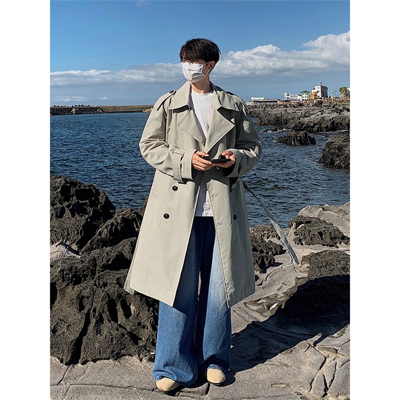 秋季中长款风衣Q5579-TP85138港风宽松高级感休闲长款外套男,男装风衣,电商A102