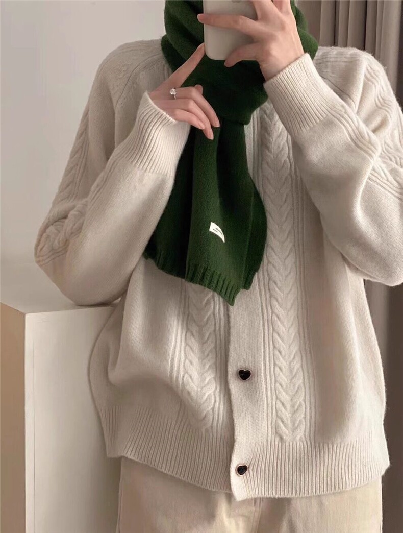 针织开衫女短款长袖羊毛衫外套圆v领纯色毛衣,女装羊毛衫,戎咖羊绒