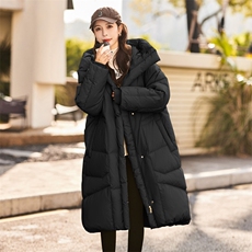 2023冬季新款韩版连帽白鸭羽绒服长款加厚宽松外套女保暖时尚潮，女装羽绒服，曼娅璐