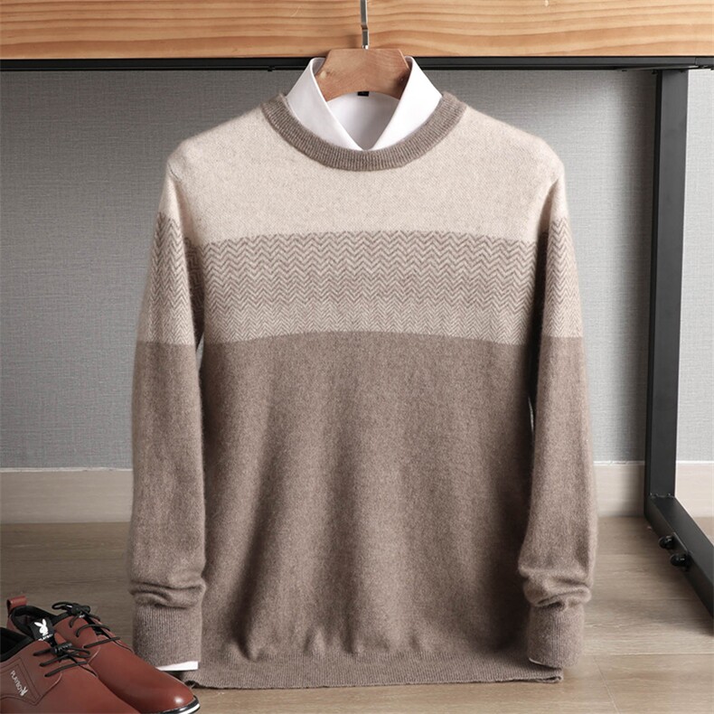 2024年秋冬季澳洲羊毛条纹简约款羊毛衫，男装羊毛衫，忠诺羊绒