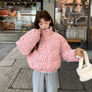 A572-P90 田园风小碎花短款棉服新款立领保暖面包服外套图片