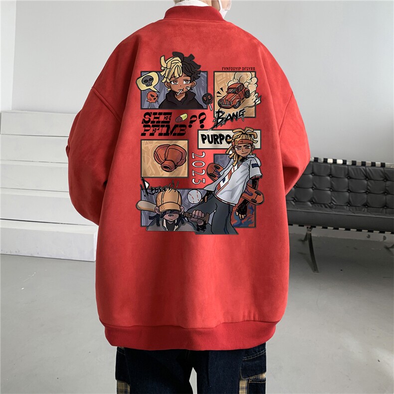 24春秋款美式复古麂皮绒飞行棒球服男女夹克外套JF3138-P80控108,男装夹克,电商B370