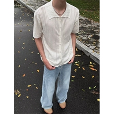 复古衬衫男夏装港风学生宽松小众设计感趣味新款男装上衣外穿，男装衬衫，四季星座505