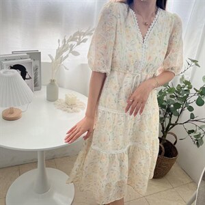 设计师品牌印花连衣裙,女装连衣裙,PURE