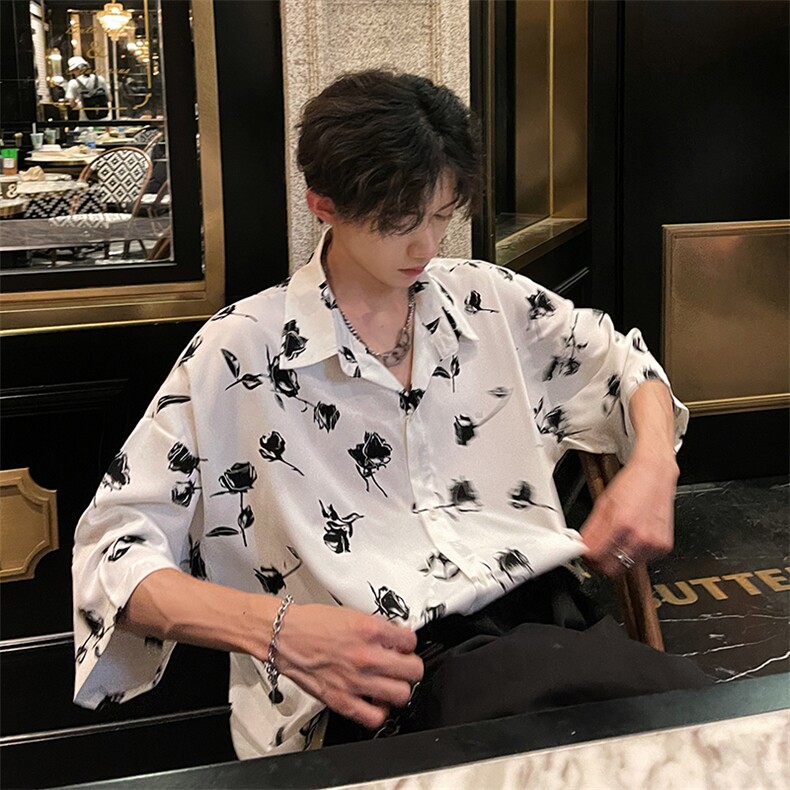 潮男玫瑰花衬衫A071-T20-P38,男装衬衫,电商A071