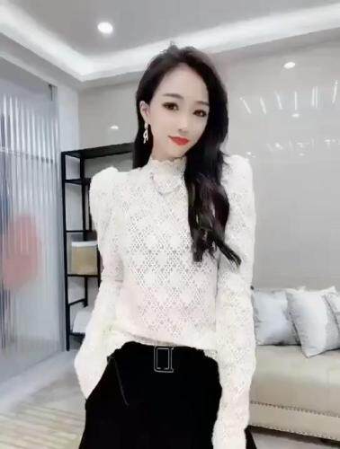 9510#金貂绒蕾丝加衬打底小衫。，女装，红妞(1F)