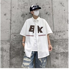 日系工装短袖衬衫男款夏季少年感潮牌休闲衬衣学院风D3021P35，男装衬衫，星座1116-2