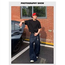 1506/QB430/P53美式复古原牛黑色牛仔裤男潮牌百搭阔腿长裤，男装牛仔裤，星座1506