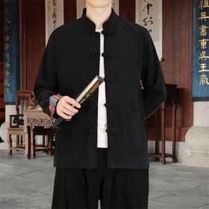 男士外套灯芯绒夹克盘扣立领唐装风 XZ1512-2502单夹克-P80图片