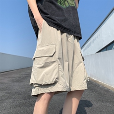 8XL-M特大码冰丝短裤男五分裤褶皱休闲裤工装中裤DK1504P45控68，男装休闲裤，电商D206-1