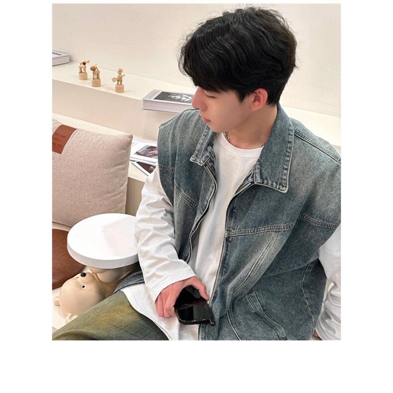 潮流帅气百搭马甲宽松牛仔男接头高阶复古男JK8601,男装背心/马甲,星座1116A（原606A-3）