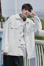 港风工装皮衣男中性休闲大码M-5XL宽松潮流夹克男JK7757P90控128，男装皮衣，星座227-7