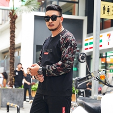 L-9XL秋装新款套头男士卫衣拼接潮款宽松打底裤加肥加大码958，男装卫衣，星座802